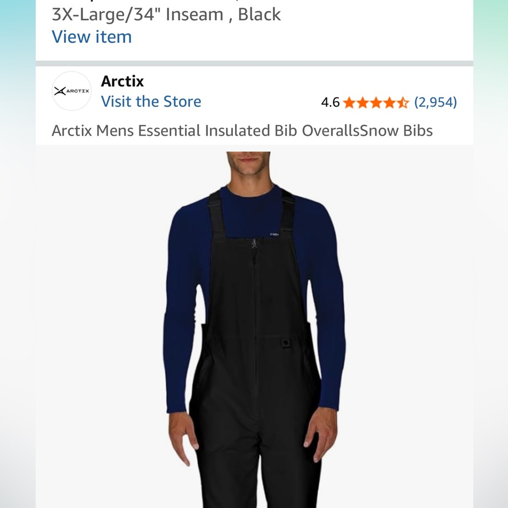 Arctix Men's Black Insulated Snow Bibs